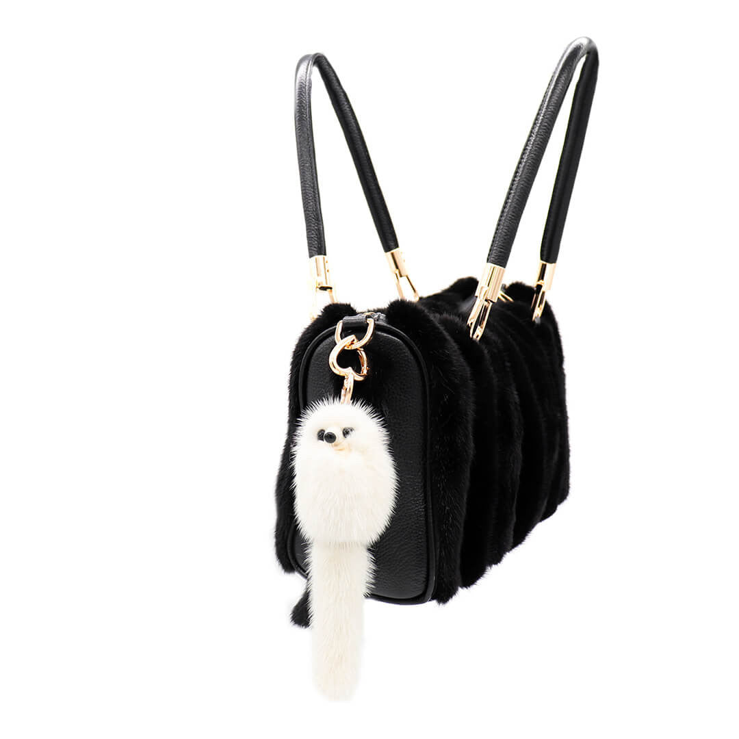 mink fur fox shaped keychain
